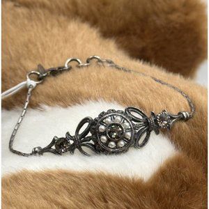 Mia Fiore Italy Dyadema Sterling Silver‎ Plated Bronze Chain Floral Bracelet NEW